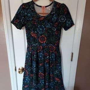 Lularoe Amelia Dress With Pockets Back Zipper Size Small